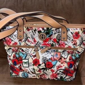 NWT Giani Bernini Multicolor Floral Postcard Stamp Shoulder Bag